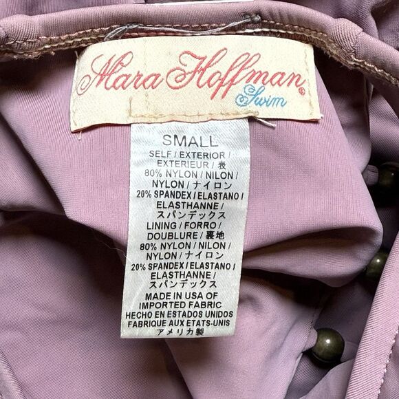 MARA HOFFMAN Lattice Maillot Braided Bead Cutout Pink Swimsuit One-Piece Small - Picture 7 of 11